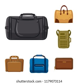 Vector illustration of suitcase and baggage sign. Set of suitcase and journey vector icon for stock.