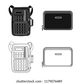 Vector illustration of suitcase and baggage sign. Set of suitcase and journey vector icon for stock.