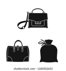 Vector illustration of suitcase and baggage sign. Collection of suitcase and journey vector icon for stock.