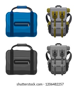 Vector illustration of suitcase and baggage sign. Collection of suitcase and journey vector icon for stock.