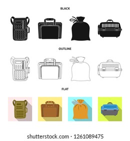 Vector illustration of suitcase and baggage sign. Set of suitcase and journey stock symbol for web.
