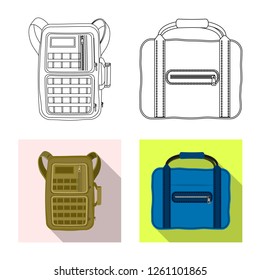 Vector illustration of suitcase and baggage sign. Set of suitcase and journey vector icon for stock.