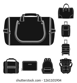 Vector illustration of suitcase and baggage sign. Collection of suitcase and journey stock symbol for web.