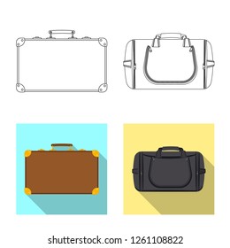 Vector illustration of suitcase and baggage sign. Collection of suitcase and journey stock symbol for web.