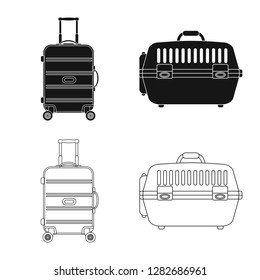 Vector illustration of suitcase and baggage sign. Collection of suitcase and journey stock symbol for web.