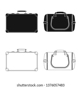 Vector illustration of suitcase and baggage sign. Collection of suitcase and journey stock vector illustration.