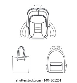 Vector illustration of suitcase and baggage sign. Set of suitcase and journey vector icon for stock.
