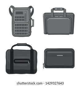 Vector illustration of suitcase and baggage sign. Set of suitcase and journey stock vector illustration.
