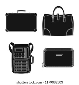 Vector illustration of suitcase and baggage symbol. Collection of suitcase and journey vector icon for stock.