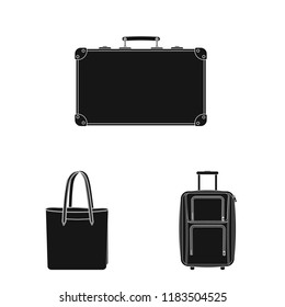 Vector illustration of suitcase and baggage symbol. Set of suitcase and journey stock symbol for web.