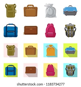 Vector illustration of suitcase and baggage symbol. Set of suitcase and journey vector icon for stock.