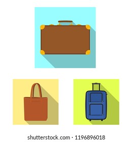 Vector illustration of suitcase and baggage symbol. Collection of suitcase and journey stock symbol for web.