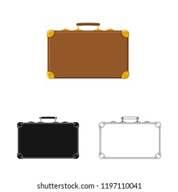 Vector illustration of suitcase and baggage symbol. Collection of suitcase and journey stock symbol for web.