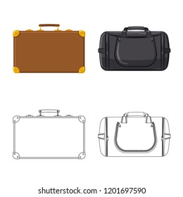 Vector illustration of suitcase and baggage symbol. Set of suitcase and journey stock symbol for web.