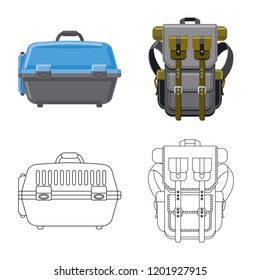 Vector illustration of suitcase and baggage symbol. Set of suitcase and journey vector icon for stock.