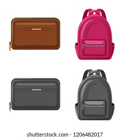 Vector illustration of suitcase and baggage symbol. Set of suitcase and journey stock symbol for web.