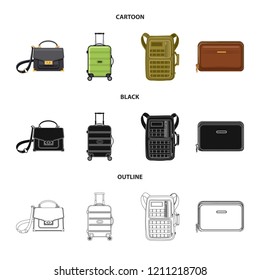 Vector illustration of suitcase and baggage symbol. Collection of suitcase and journey stock symbol for web.