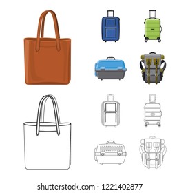 Vector illustration of suitcase and baggage symbol. Set of suitcase and journey vector icon for stock.