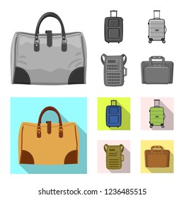 Vector illustration of suitcase and baggage symbol. Collection of suitcase and journey stock vector illustration.