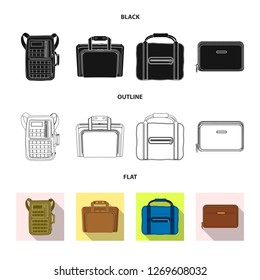 Vector illustration of suitcase and baggage symbol. Collection of suitcase and journey vector icon for stock.