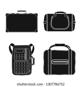 Vector illustration of suitcase and baggage symbol. Set of suitcase and journey stock symbol for web.