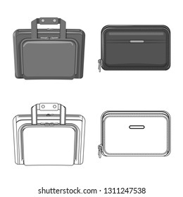 Vector illustration of suitcase and baggage symbol. Set of suitcase and journey vector icon for stock.