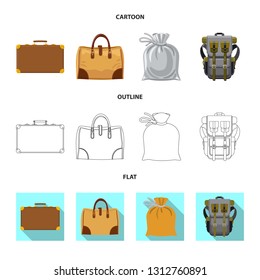 Vector illustration of suitcase and baggage symbol. Collection of suitcase and journey stock vector illustration.
