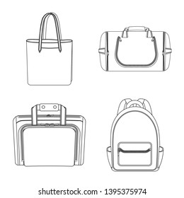 Vector illustration of suitcase and baggage symbol. Collection of suitcase and journey stock symbol for web.