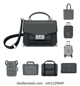 Vector illustration of suitcase and baggage symbol. Collection of suitcase and journey stock vector illustration.