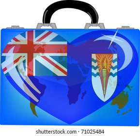 vector illustration a suitcase with globe and heart anguilla on a white background