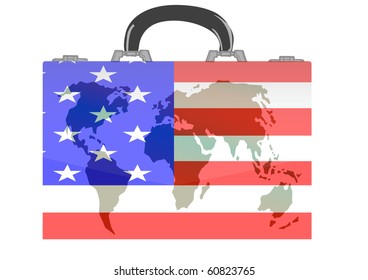 Vector illustration a suitcase with globe on a white background