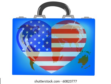 Vector illustration a suitcase with globe on a white background