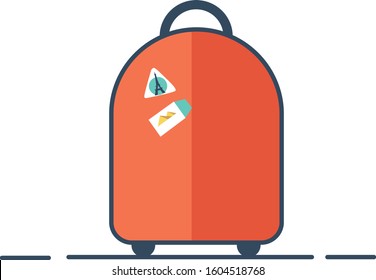 Vector illustration suitcase for holiday flat icon simple style