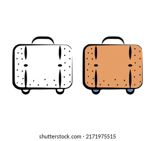 Vector illustration of suitcase, luggage in hand drawn style on white background.