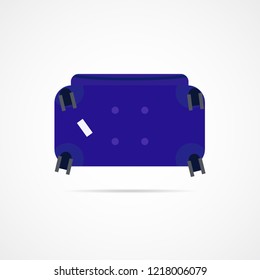 Vector illustration of suitcase on white background, the view from the bottom