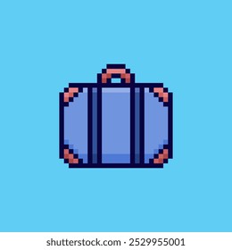 Vector Illustration of Suitcase with Pixel Art Design, perfect for game assets themed designs