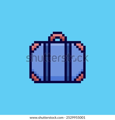 Vector Illustration of Suitcase with Pixel Art Design, perfect for game assets themed designs