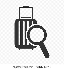 Vektorgrafik des Koffer-Suchsymbol in dunkler Farbe und transparentem Hintergrund (png).