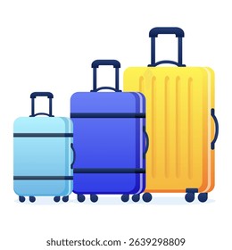 Vector illustration of suitcases of different sizes in flat style.