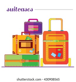 The vector illustration "suitcases icon collection" for design