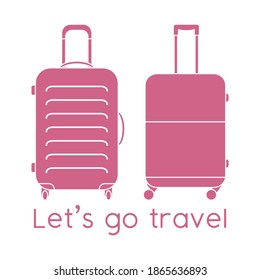 Vector illustration Suitcases isolated on white background. Let's go travel. Summer time, vacation, holiday, leisure. Concept for travel agency, booking service. Design for web page, print