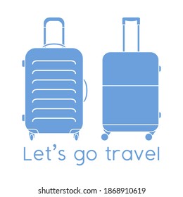 Vector illustration Suitcases isolated on white background. Let's go travel. Summer time, vacation, holiday, leisure. Concept for travel agency, booking service. Design for web page, print