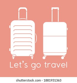 Vector illustration Suitcases isolated on color background. Let's go travel. Summer time, vacation, holiday, leisure. Concept for travel agency, booking service. Design for web page, print