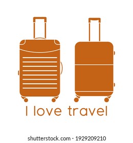 Ilustración vectorial Maletas aisladas en fondo blanco. Me encanta viajar. Tiempo de verano, vacaciones, vacaciones, ocio. Concepto de agencia de viajes, servicio de reservas. Diseño de página web, impresión
