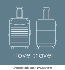 Vector illustration Suitcases isolated on color background. I love travel. Summer time, vacation, holiday, leisure. Concept for travel agency, booking service. Design for web page, print