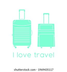 Vector illustration Suitcases isolated on white background. I love travel. Summer time, vacation, holiday, leisure. Concept for travel agency, booking service. Design for web page, print