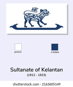Vector Illustration of Sultanate of Kelantan (1912 - 1923) flag isolated on light blue background. Sultanate of Kelantan (1912 - 1923) flag with Color Codes. As close as possible to the original. 
