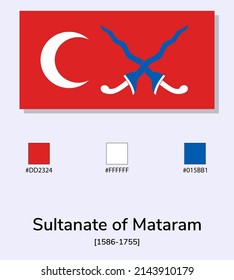 Ilustración vectorial del sultanato de la bandera de Mataram aislado sobre fondo azul claro. Lo más cerca posible del original. listo para usar, fácil de editar. vector eps10.
