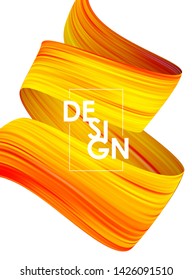 Vector illustration: Summer Abstract poster background with 3d twisted flow liquid shape. Acrylic brush paint design