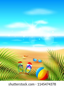 Vector illustration of Summer background. Beautiful summer beach background